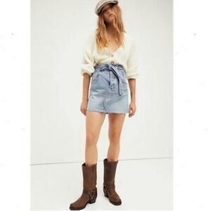 Free People East of Eden Belted Mini Skirt